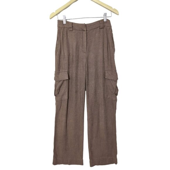House Of Harlow Pants - House Of Harlow Pants Womens 4 Brown Tailored‎ Cargo Linen Blend Career Casual